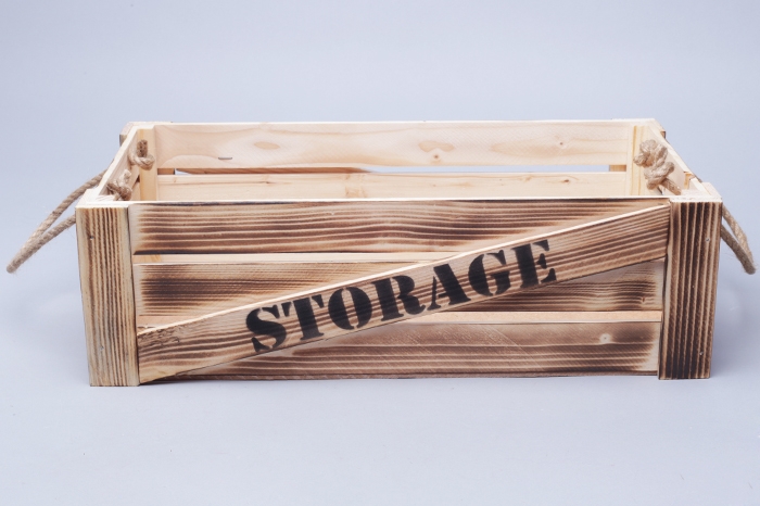 Ящик деревянный интерьерный 40х20х12см  "Storage" веревочные ручки экзотик