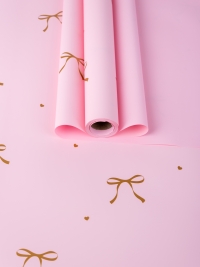 Пленка матовая 65мкм 58см х 10м Бантики розовый