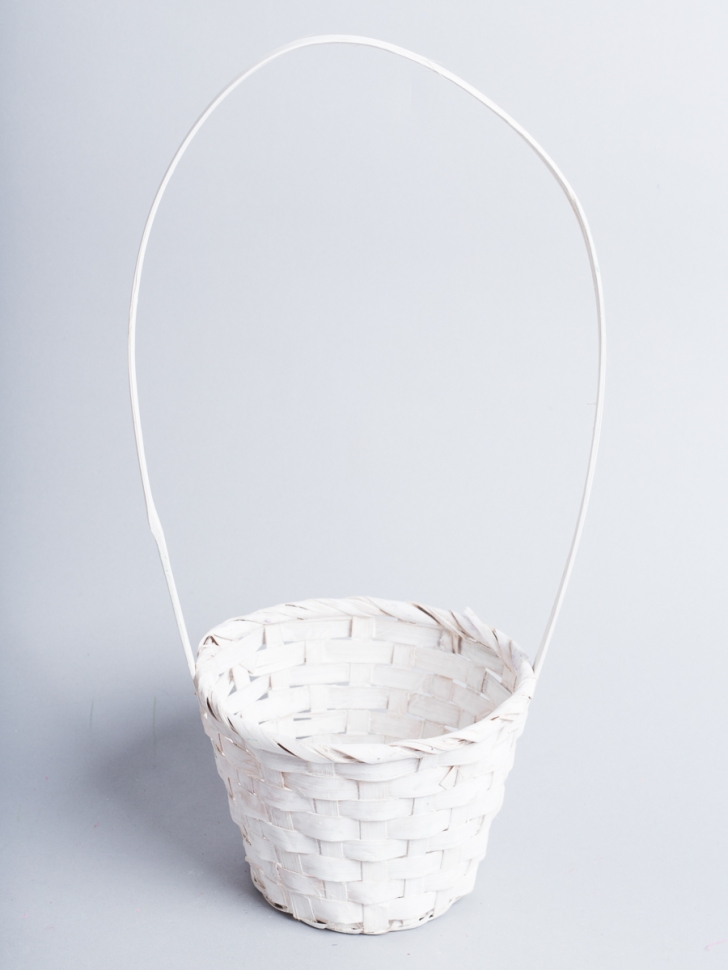 Корзина плетеная бамбук D13x9.5/28см белая