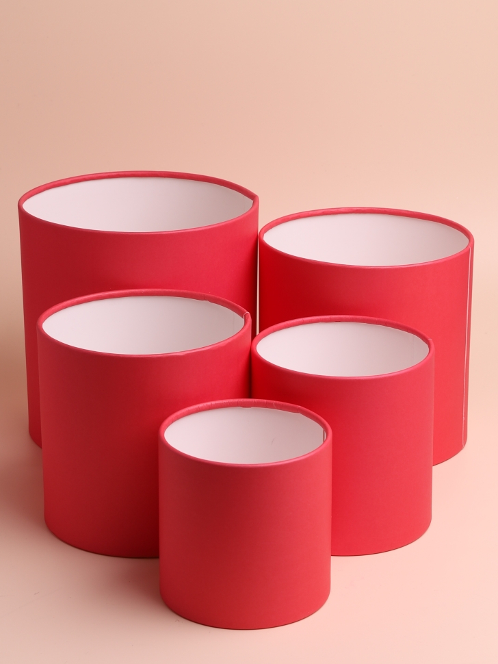 Коробка цилиндр набор из 5шт d20хh20 - d12хh12см б/крышки красный Коробка цилиндр набор из 5шт d20хh20 - d12хh12см б/крышки красный