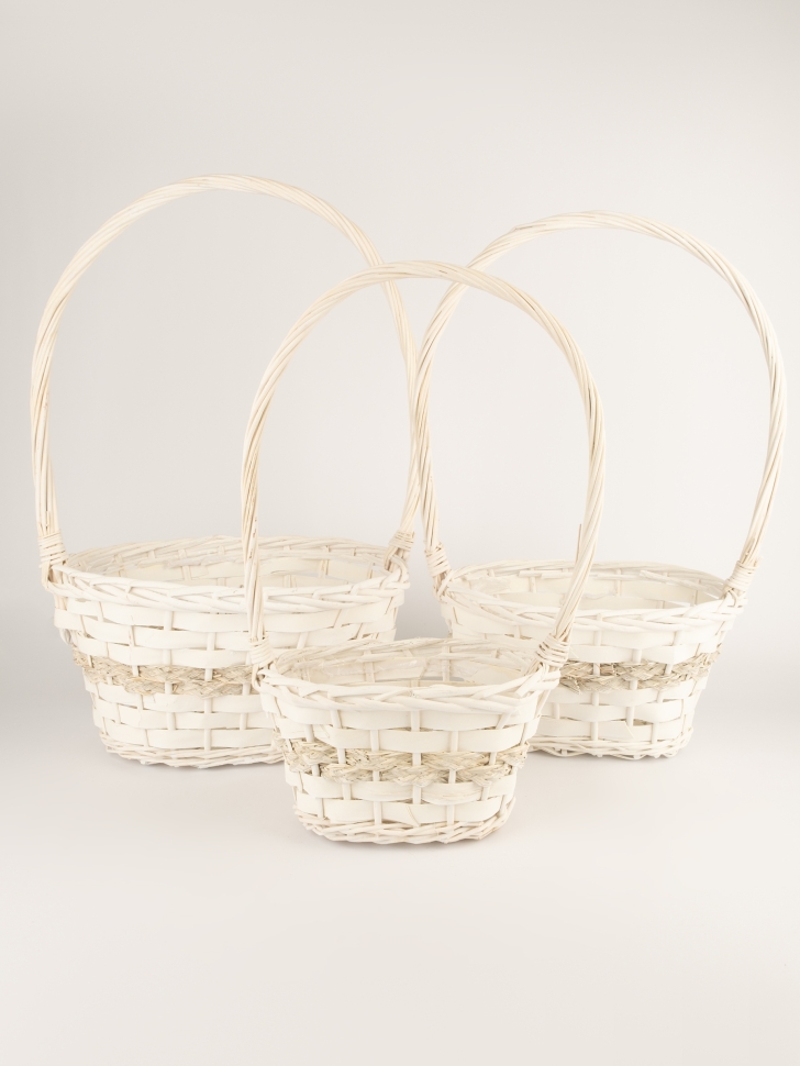Корзина плетеная (ива) 3шт 37хH27х59см белый
