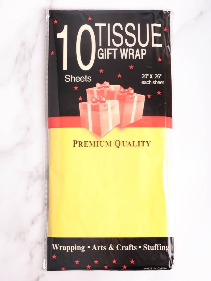 Бумага тишью  50х66см,10 лист. желтый