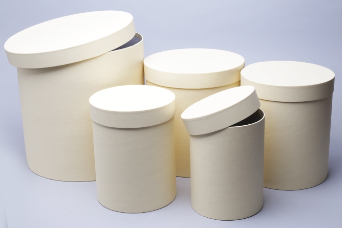 Коробка цилиндр набор из 5шт h30xd30см №83 однотонный светло-желтый