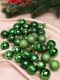 Игрушка елочная Шар  d4см набор 36 шт пластик зеленый