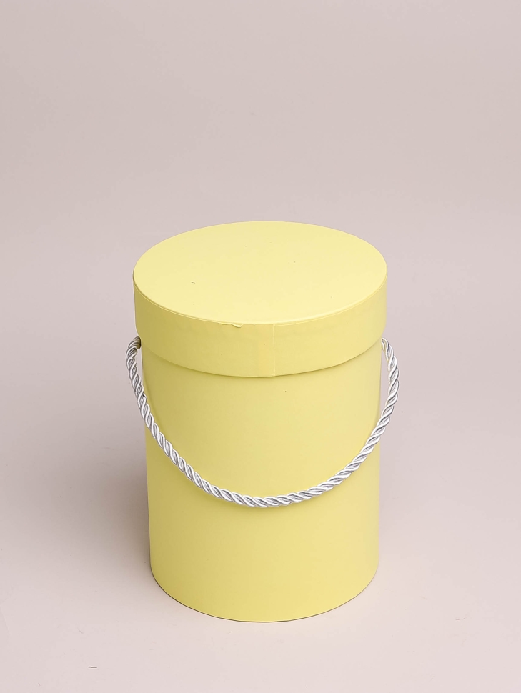 Коробка цилиндр набор из  2шт d15хh20 - d13-h18см желтый светлый