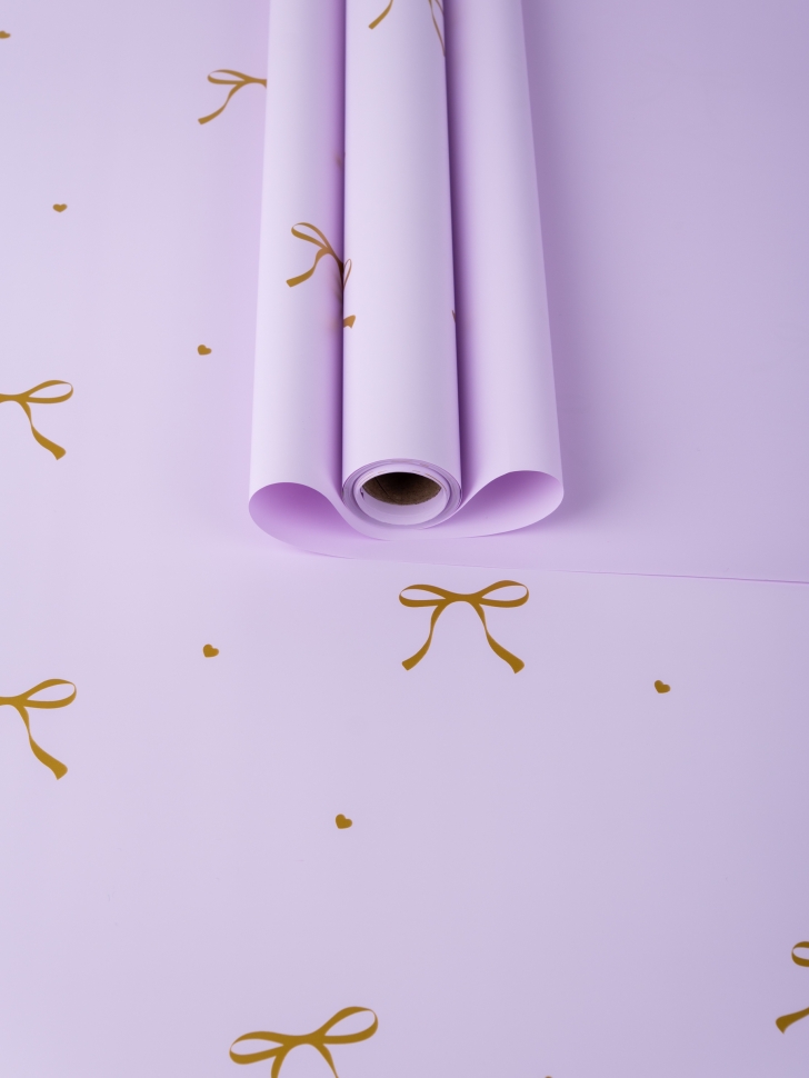 Пленка матовая 65мкм 58см х 10м Бантики сиреневый