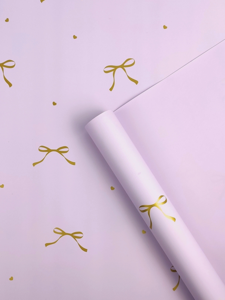 Пленка матовая 65мкм 58см х 10м Бантики сиреневый