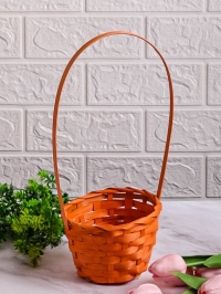 Корзина плетеная бамбук D13x9.5/28см оранжевая 