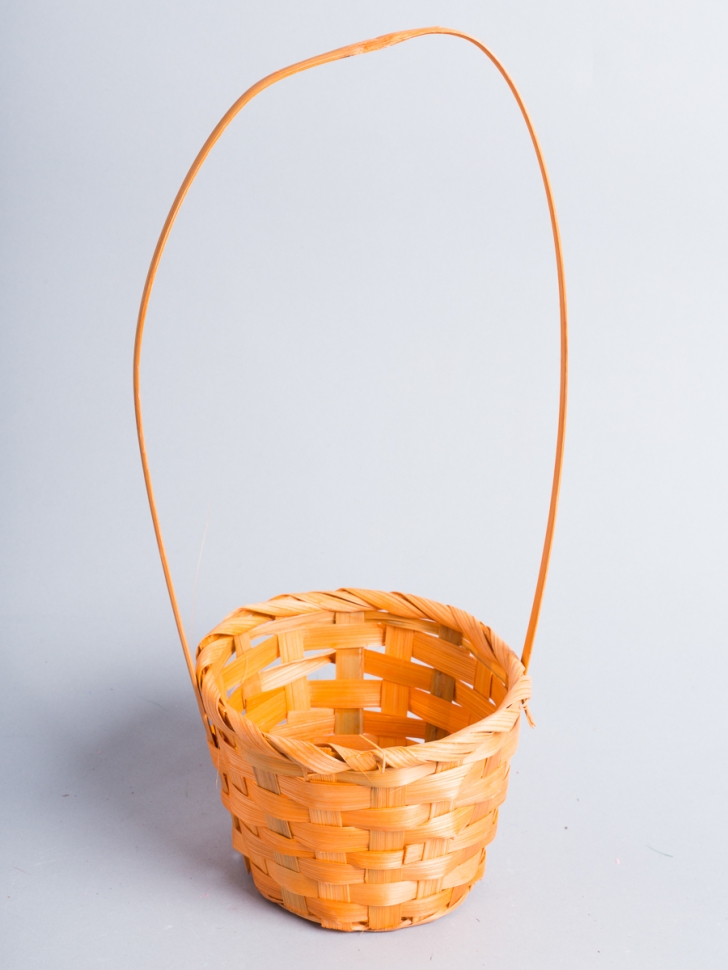 Корзина плетеная бамбук D13x9.5/28см оранжевая