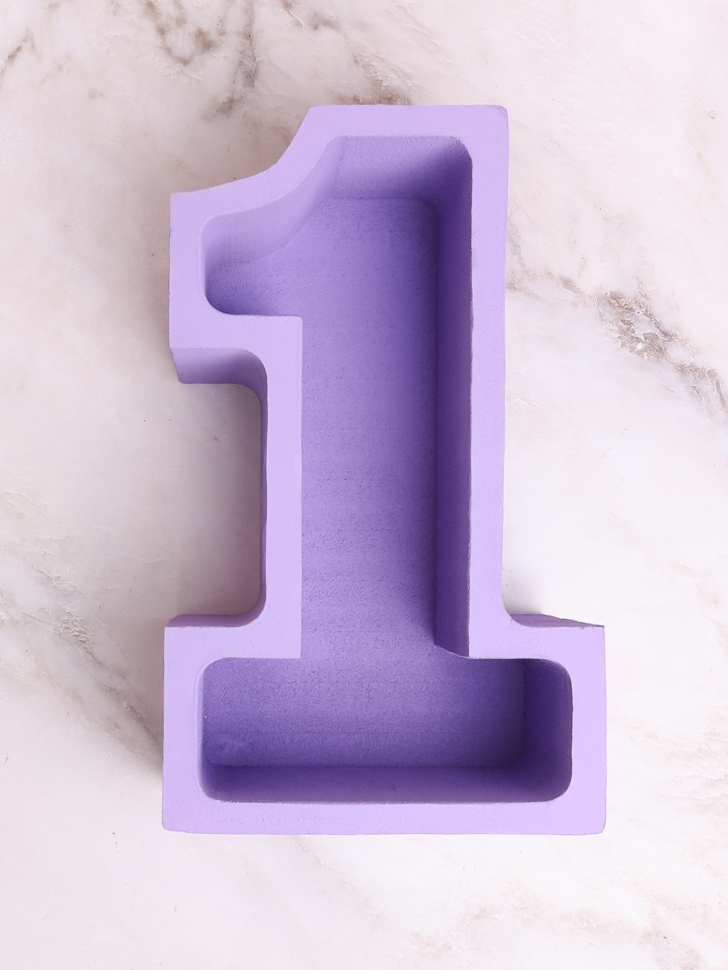 Пенобокс для цветов 29х30х12см Цифры 1 сиреневый