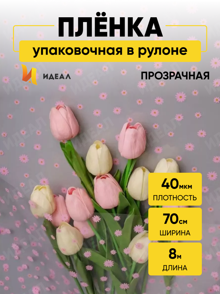 Пленка цветная Маргаритки 70см розово-салатовый