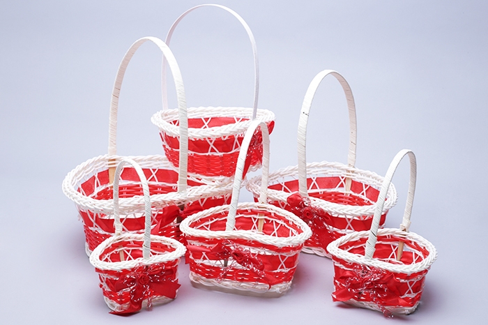 Корзина плетеная искусственный ротанг Сердце 23х20х9см, 6шт. красная