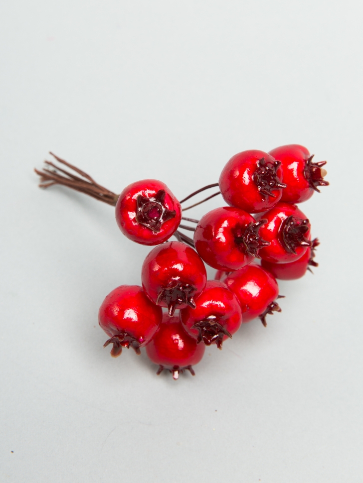 Ягоды на проволоке 12шт 2х2,5х11см красный К