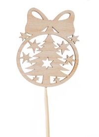 Вставка НГ деревянная № 1 Елка, звезды в шаре