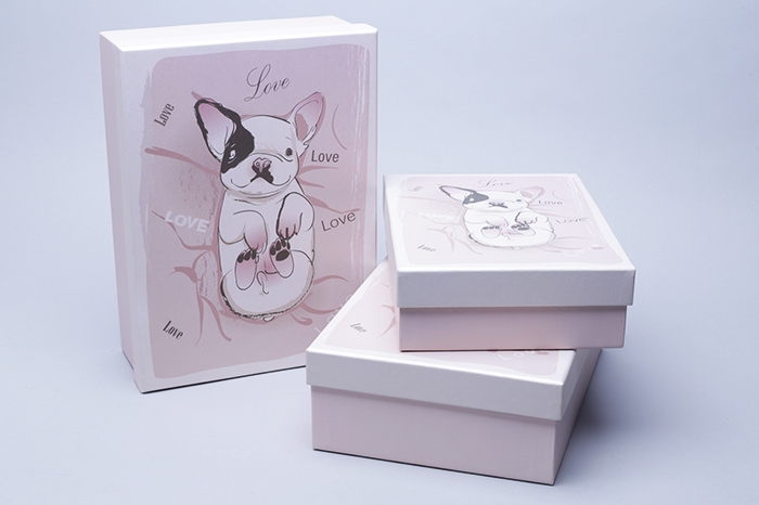 Коробка прямоугольник набор из 3шт 29х21х9,5см W72301-1AB мопс love Коробка прямоугольник набор из 3шт 29х21х9,5см W72301-1AB мопс love