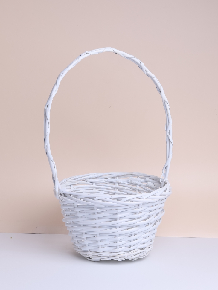 Корзина плетеная (ива) D29хH16/46см белый Корзина плетеная (ива) D29хH16/46см белый