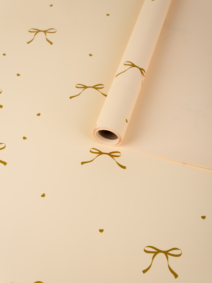 Пленка матовая 65мкм 58см х 10м Бантики шампань