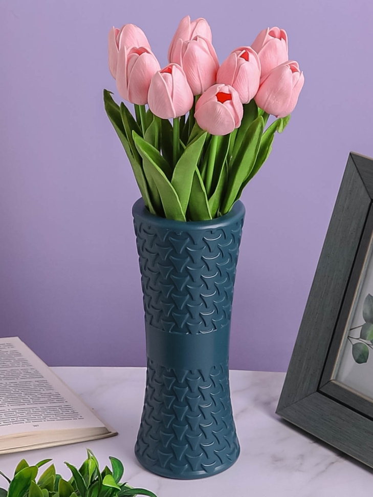 Ваза пластиковая H20,5 х D9х8,8см AS3525 синий