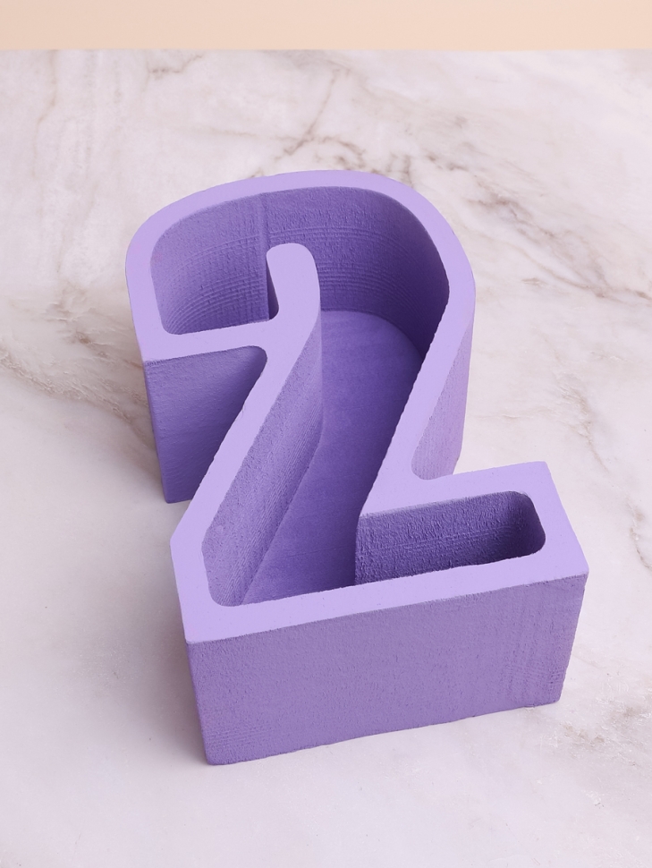 Пенобокс для цветов 29х30х12см Цифры 2 сиреневый