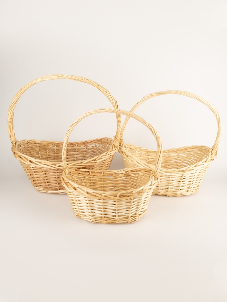 Корзина плетеная (ива) 3шт 43хH31х13/20х45см натуральный