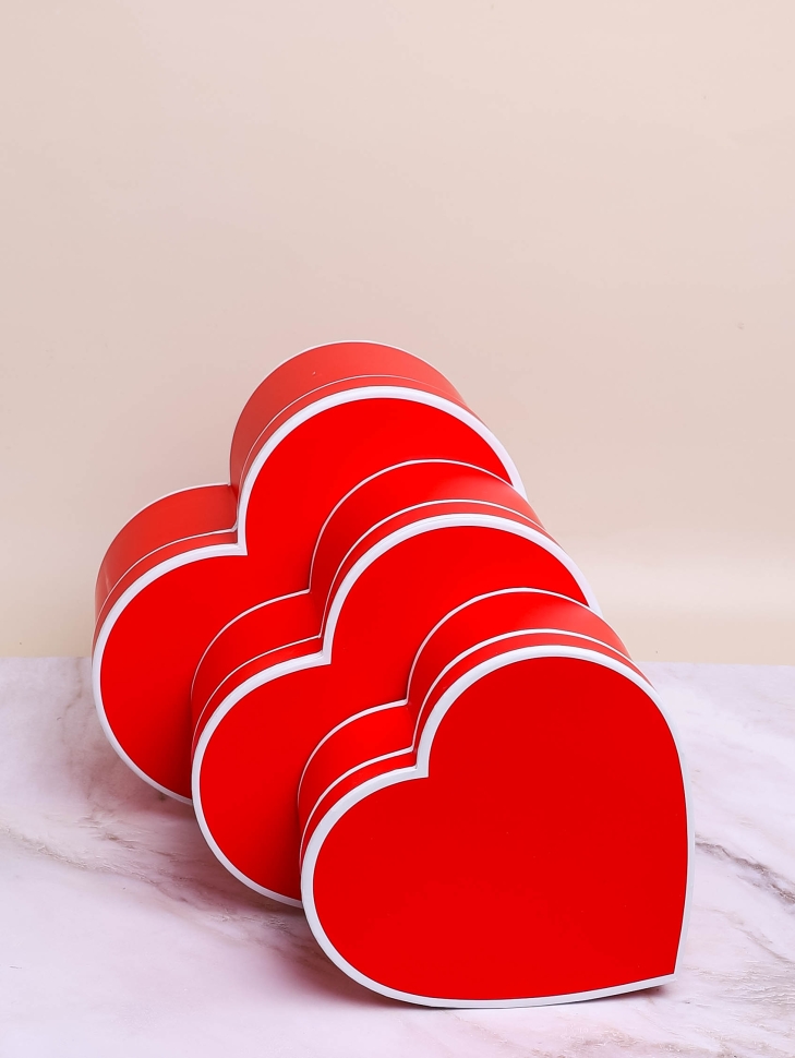 Коробка Сердце набор из 3шт 28,3х25,8х13,5см с окантовкой красный Коробка Сердце набор из 3шт 28,3х25,8х13,5см с окантовкой красный