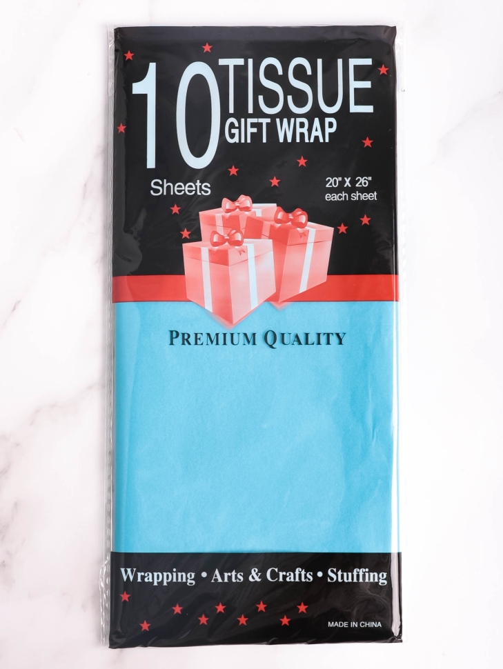 Бумага тишью  50х66см,10 лист. голубой