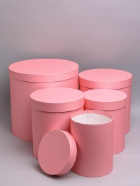 Коробка цилиндр набор из 5шт h30xd30см №83 однотонный розовый