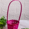 Корзина плетеная бамбук d13xh9.5/28см розовая