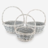 Корзина плетеная (ива) 3шт D38xH16/42см серый
