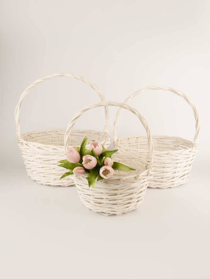 Корзина плетеная (ива) 3шт D40хH17х41см белый