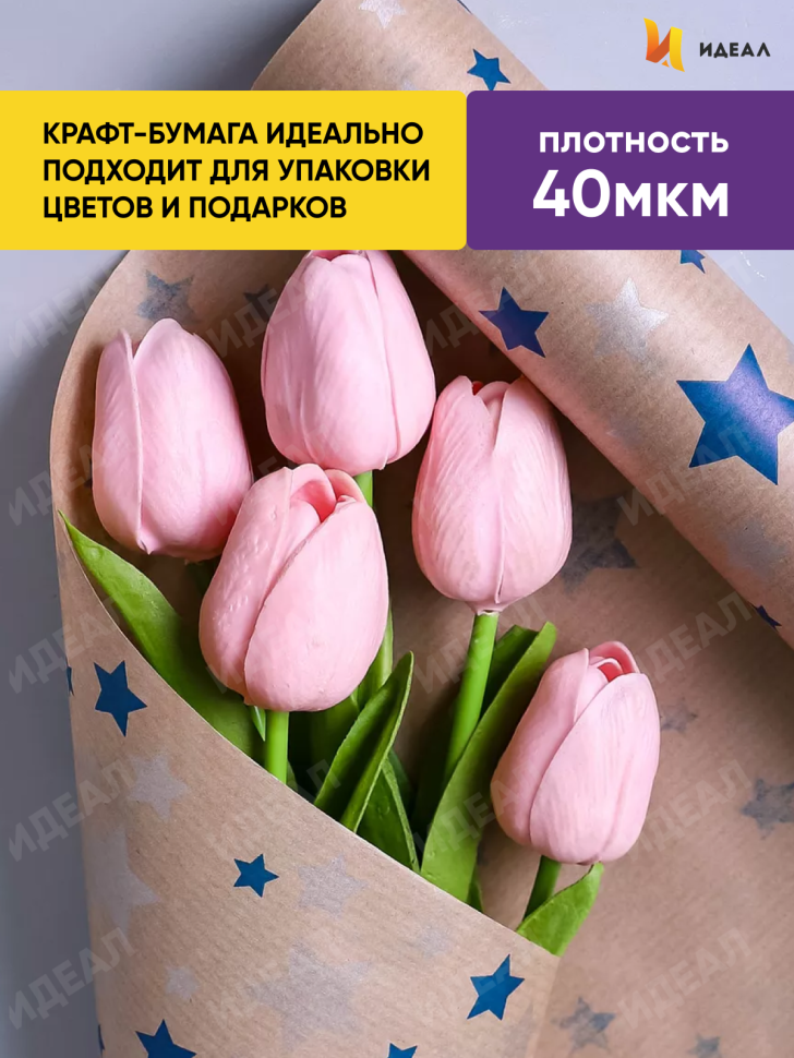 Бумага крафт 40г/м2, 70см x 10м, Звезды, синий/серебро Бумага крафт 40г/м2, 70см x 10м, Звезды, синий/серебро