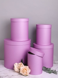 Коробка цилиндр набор из 5шт h30xd30см №83 однотонный сиреневый