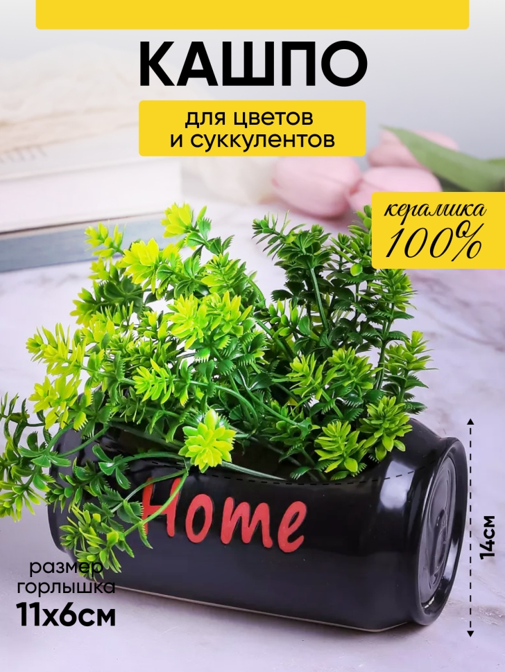 Кашпо керамика 15,6х8,8х8,2см 2072 черный Кашпо керамика 15,6х8,8х8,2см 2072 черный