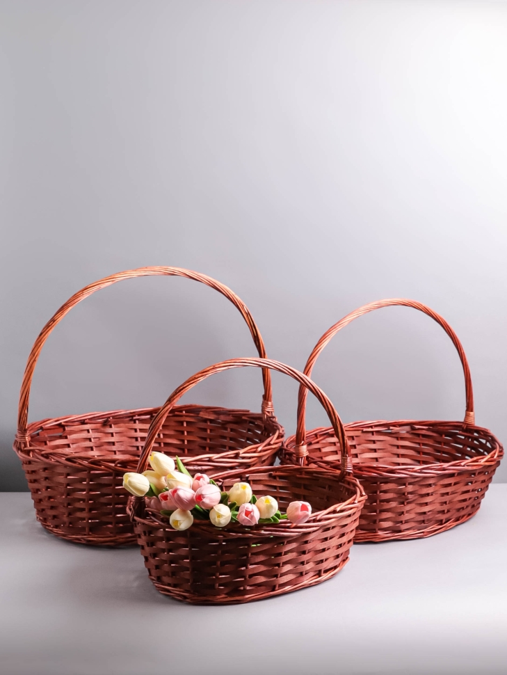 Корзина плетеная (ива) 3шт 55х44хH18/48см WB0015-5 Корзина плетеная (ива) 3шт 55х44хH18/48см WB0015-5