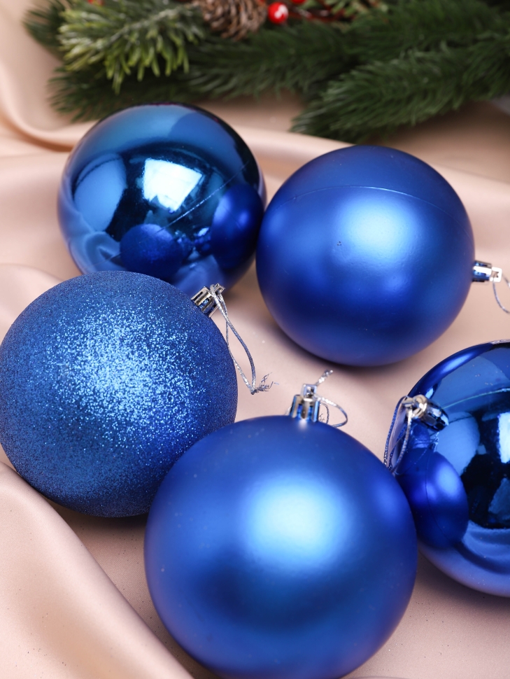 Игрушка елочная Шар d10см набор 12шт пластик синий