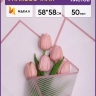 Пленка матовая 58смх58см 10 листов 50мкм РЦ Полоски белый с розовым пыльным кантом Пленка матовая 58смх58см 10 листов 50мкм РЦ Полоски белый с розовым пыльным кантом