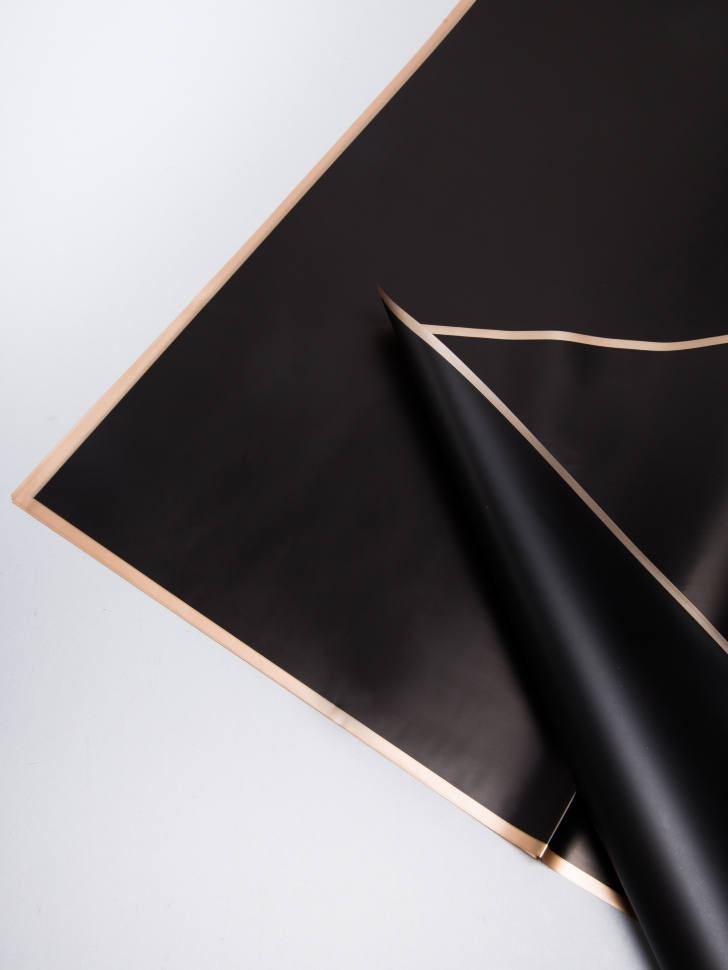 Пленка матовая 58смх58см 10 листов 50мкм РЦ кант Розовое золото, черный Пленка матовая 58смх58см 10 листов 50мкм РЦ кант Розовое золото, черный