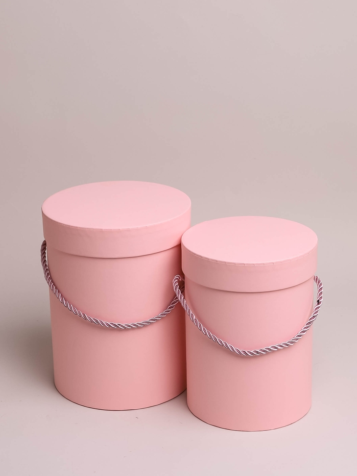 Коробка цилиндр набор из  2шт d15хh20 - d13-h18см розовый персик