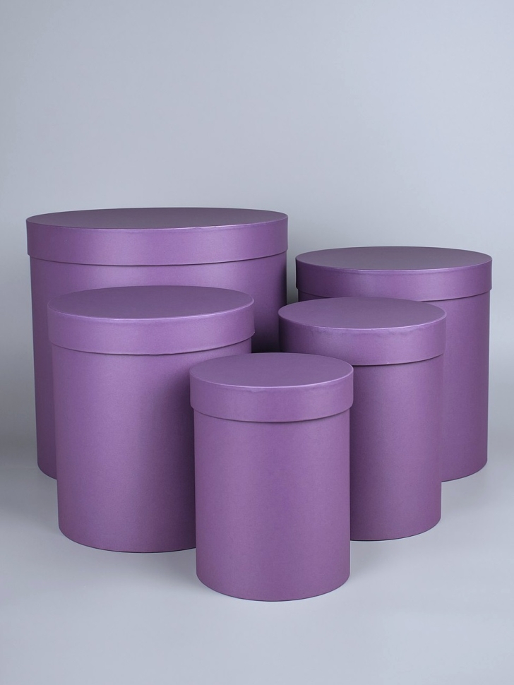 Коробка цилиндр набор из 5шт h30xd30см №83 однотонный Вино