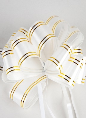 Бант шар с золотой полосой 32, 10шт. белый