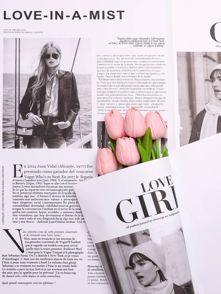 Пленка матовая 58смх58см 10 листов 65мкм газета GIRLS белый