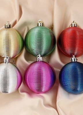 Игрушка елочная Шар  d6см набор  6шт "Прокси рельефный" микс