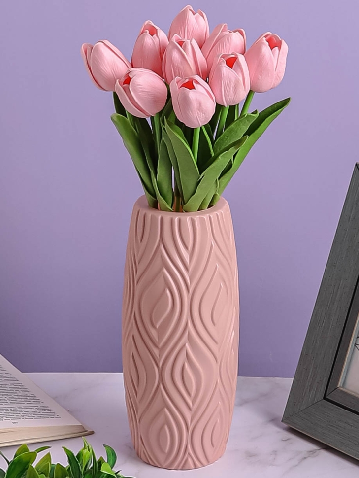 Ваза пластиковая H22,7 х D7,8х7,8см AS3526 розовый