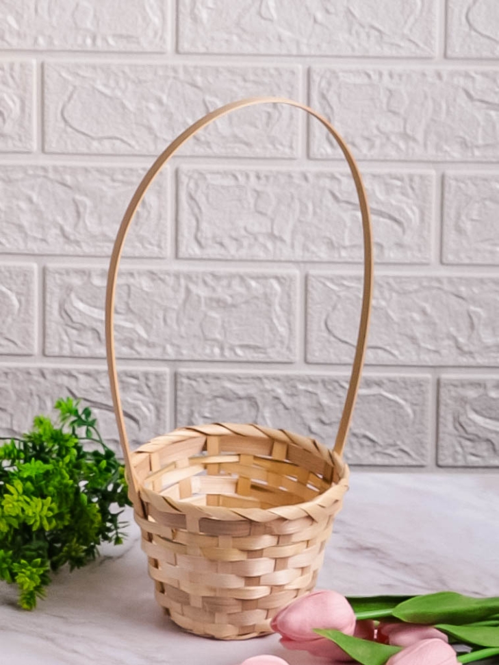 Корзина плетеная бамбук D13x9.5/28см натуральная Корзина плетеная бамбук D13x9.5/28см натуральная