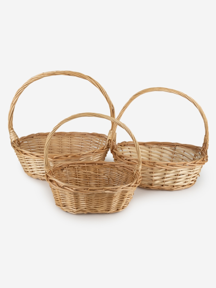 Корзина плетеная (ива) 3шт 38х30xH12/35см натуральный