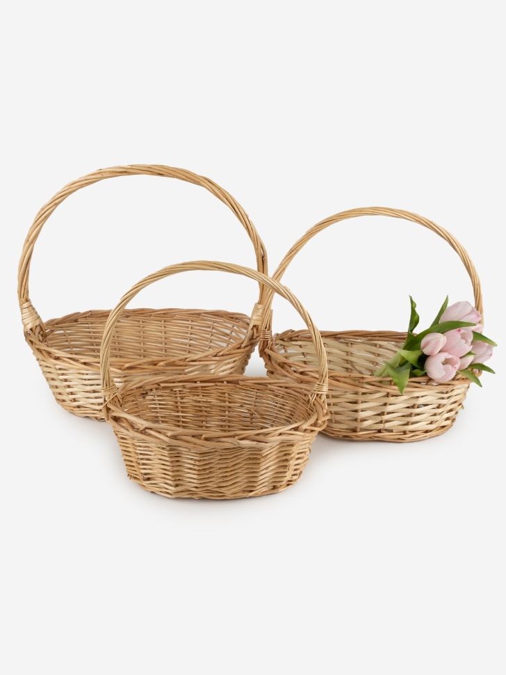 Корзина плетеная (ива) 3шт 38х30xH12/35см натуральный