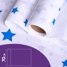 Бумага белая крафт 50г/м2, 70см x 10м Звезды синий/серебро