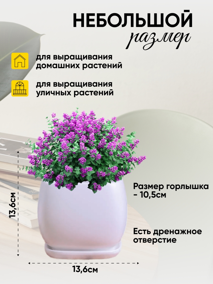 Кашпо керамика 13,6х13,6х12см JW06910000 белый Кашпо керамика 13,6х13,6х12см JW06910000 белый