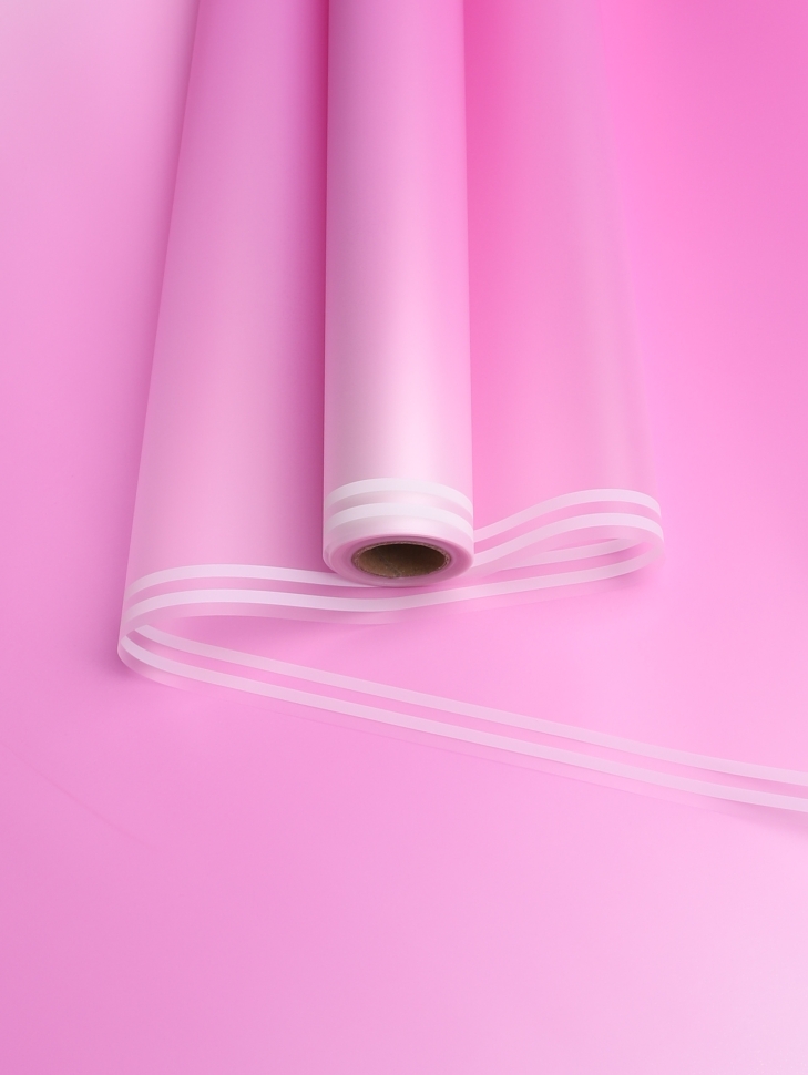 Пленка матовая 50мкм 58см х 10м прозрачный кант лиловый