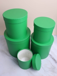 Коробка цилиндр набор из 5шт К d21хh21 - d12хh12см зеленый